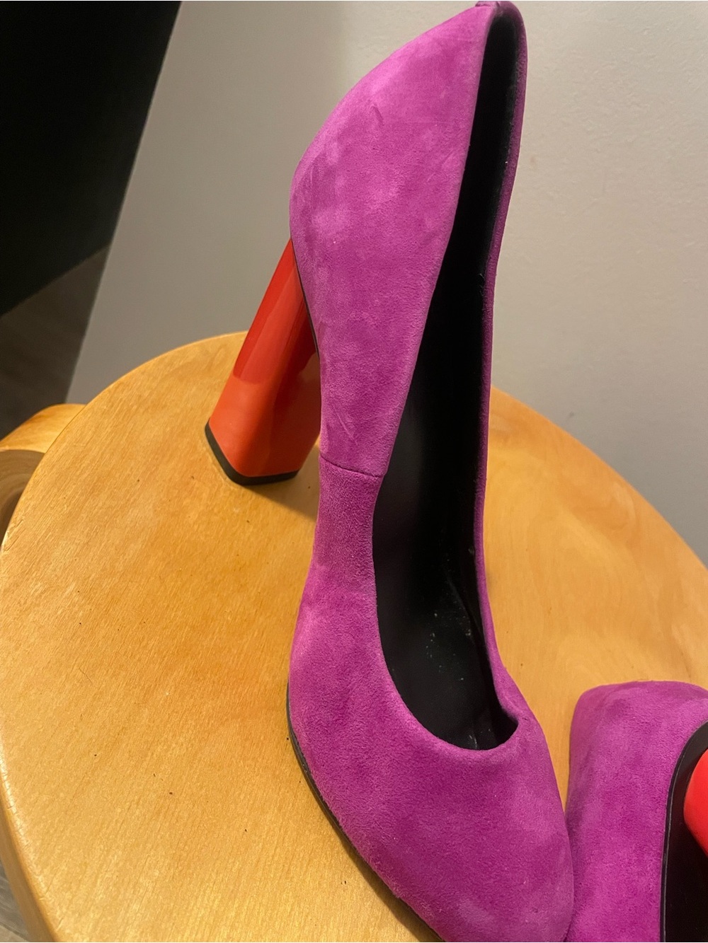 Aldo color blocked fuschia & orange heels